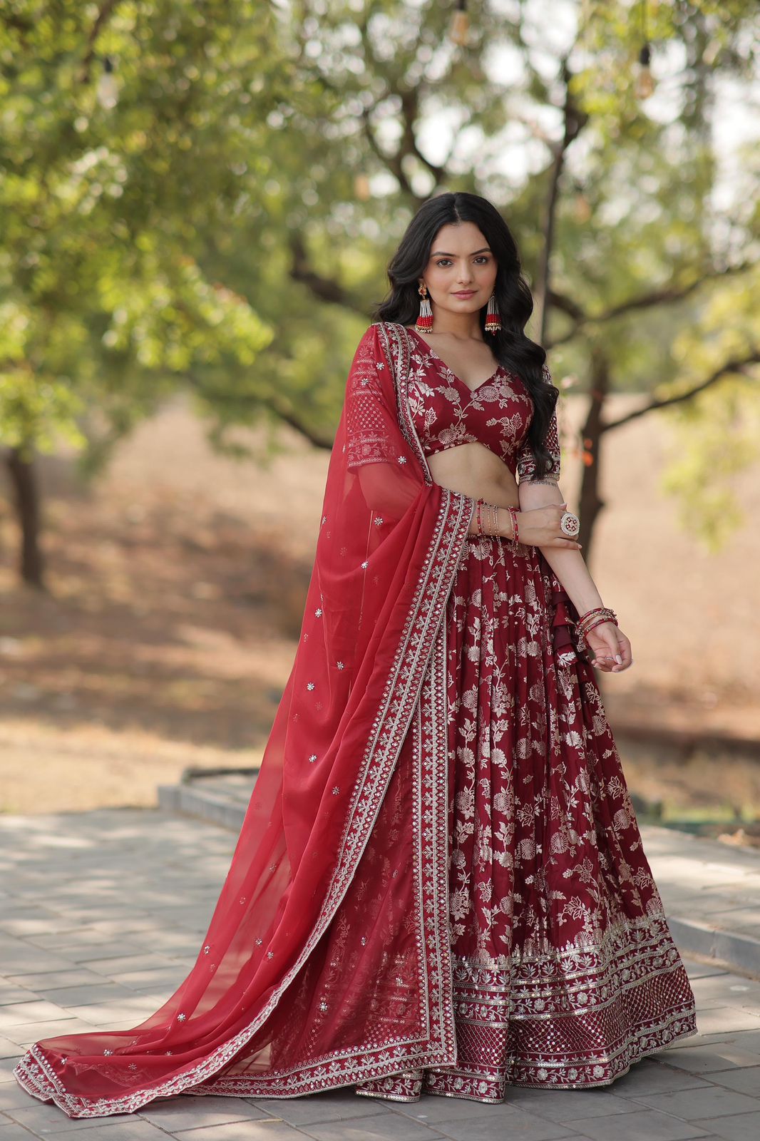 Designer Viscose Jacquard Lehenga Set | Sequins Embroidery | Dyeable Wedding & Party Wear
