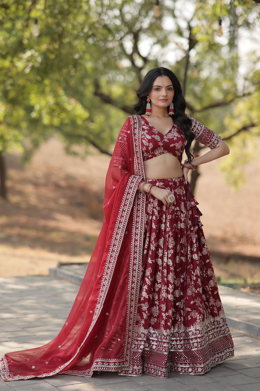 Designer Viscose Jacquard Lehenga Set | Sequins Embroidery | Dyeable Wedding & Party Wear