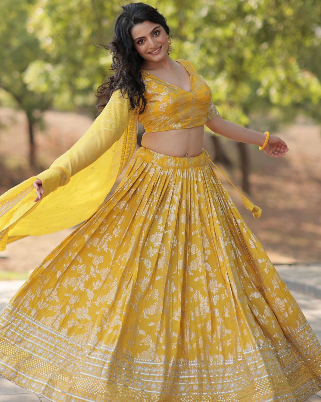 Designer Viscose Jacquard Lehenga Set | Sequins Embroidery | Dyeable Wedding & Party Wear