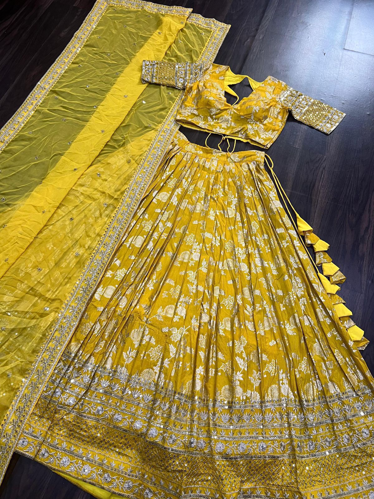 Designer Viscose Jacquard Lehenga Set | Sequins Embroidery | Dyeable Wedding & Party Wear