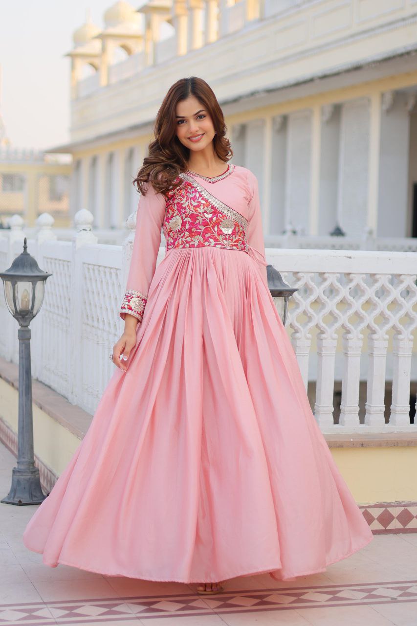 Grace Your Festive Celebrations with the Elegant Bandhej Long Gown Set