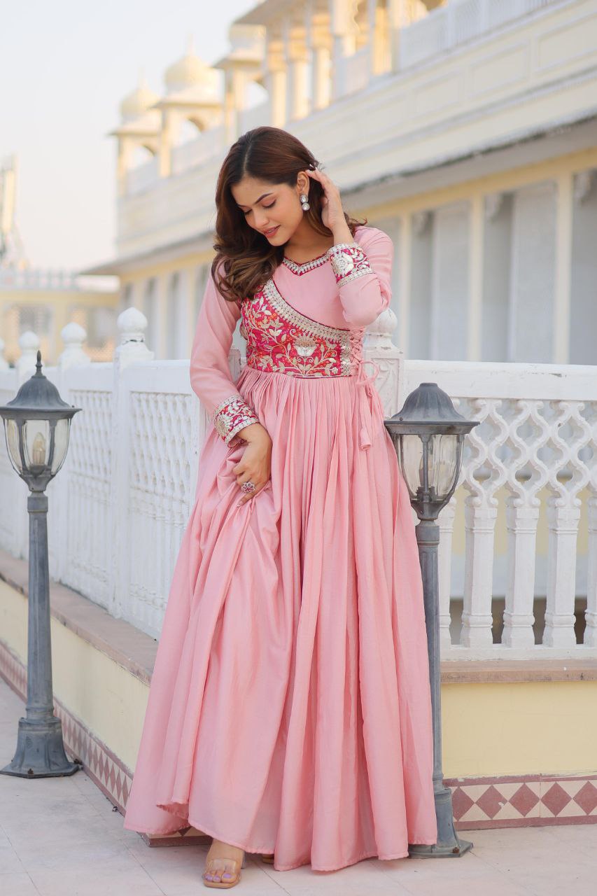 Grace Your Festive Celebrations with the Elegant Bandhej Long Gown Set