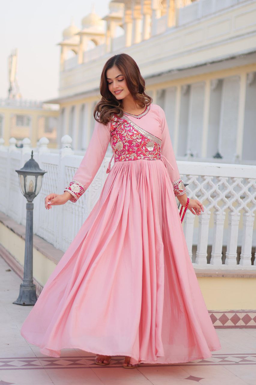Grace Your Festive Celebrations with the Elegant Bandhej Long Gown Set