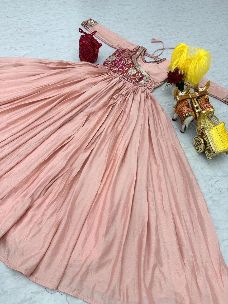Grace Your Festive Celebrations with the Elegant Bandhej Long Gown Set