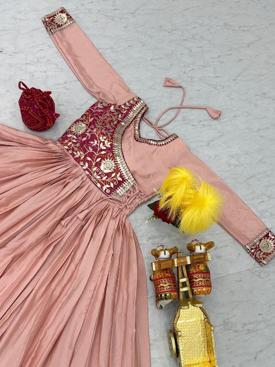 Grace Your Festive Celebrations with the Elegant Bandhej Long Gown Set