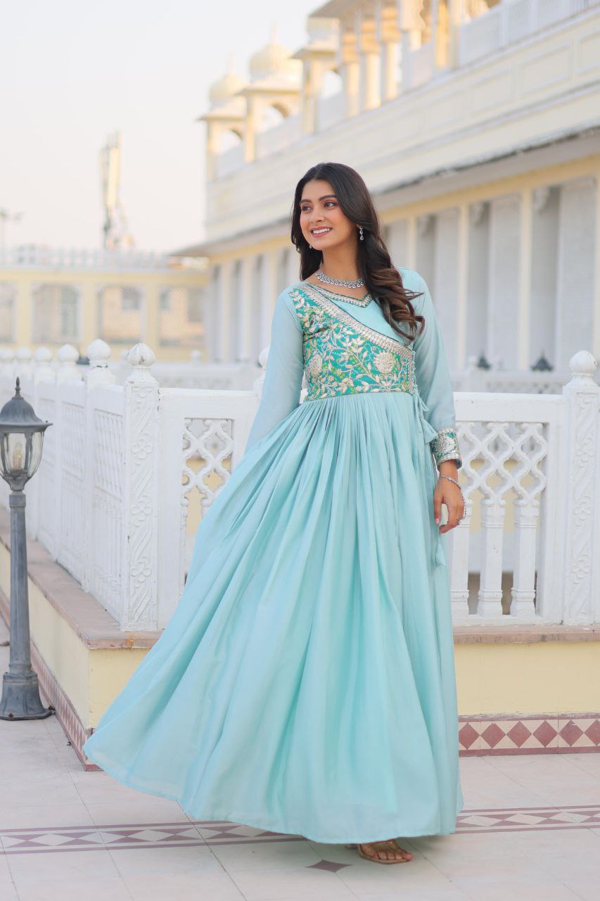 Grace Your Festive Celebrations with the Elegant Bandhej Long Gown Set