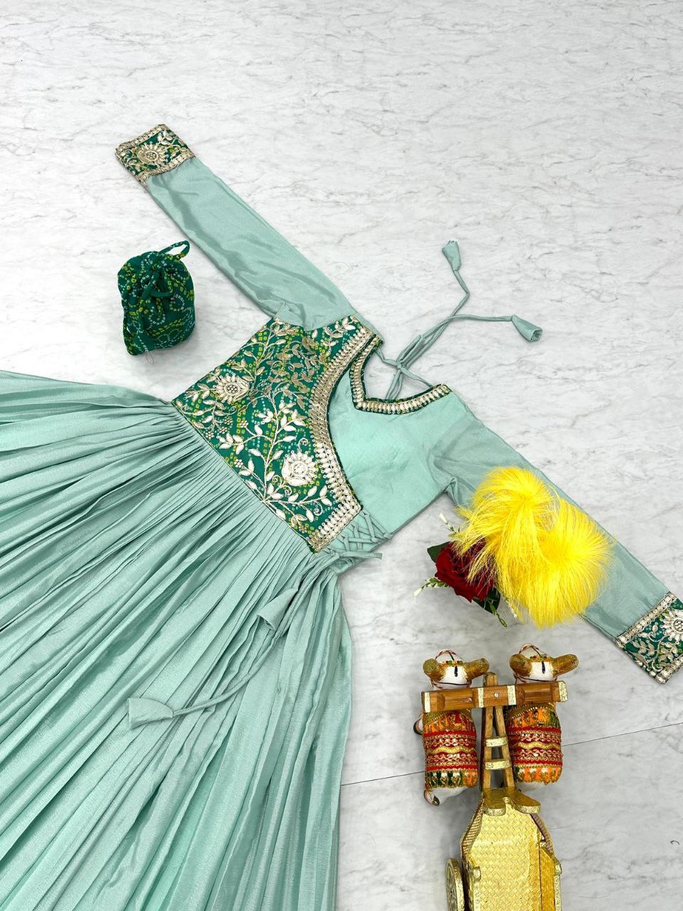 Grace Your Festive Celebrations with the Elegant Bandhej Long Gown Set