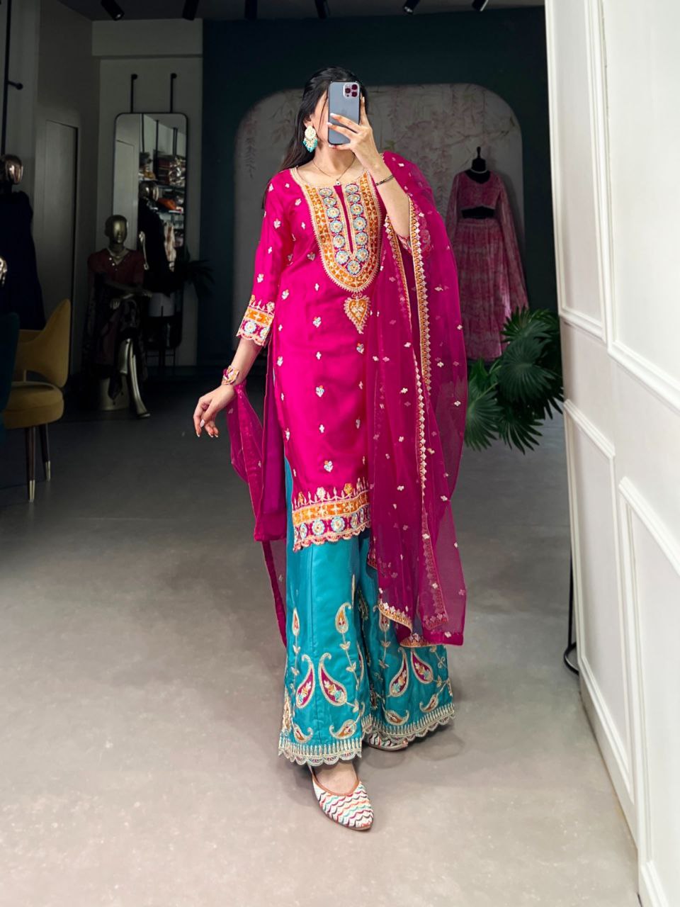 Unleash Your Inner Royalty with the Luxurious VIVVA PNK Ethnic Plazzo Suit Set"