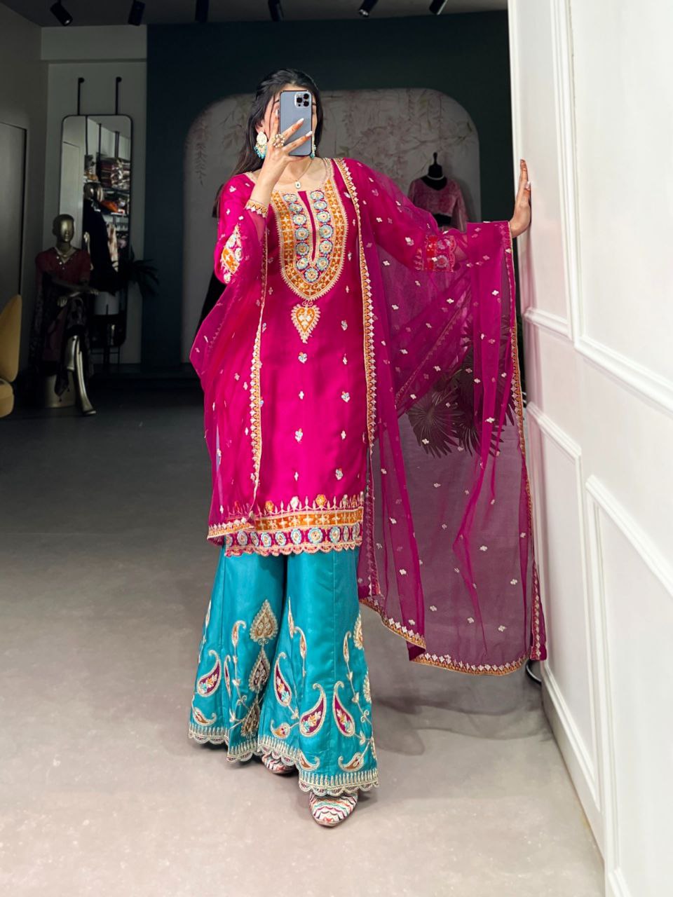 Unleash Your Inner Royalty with the Luxurious VIVVA PNK Ethnic Plazzo Suit Set"