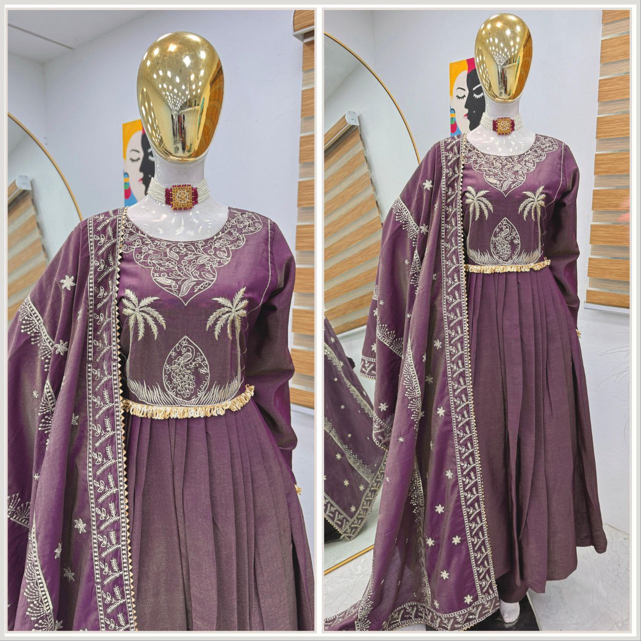 Elevate Your Style with Our New Designer Party Gown Palazzo & Dupatta Set