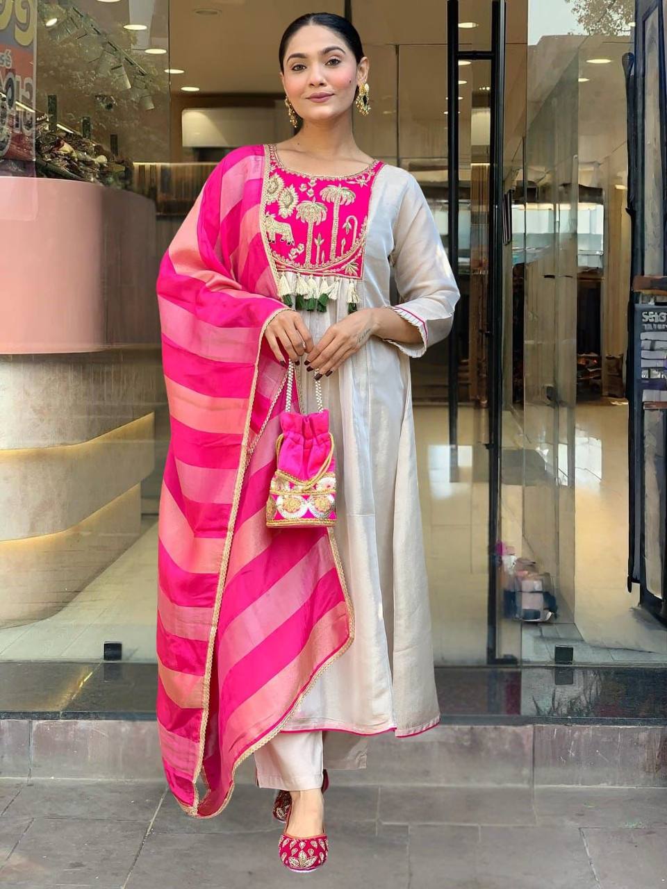 Heavy Viscose Silk Embroidered Kurta Set – Sequins Coding Work