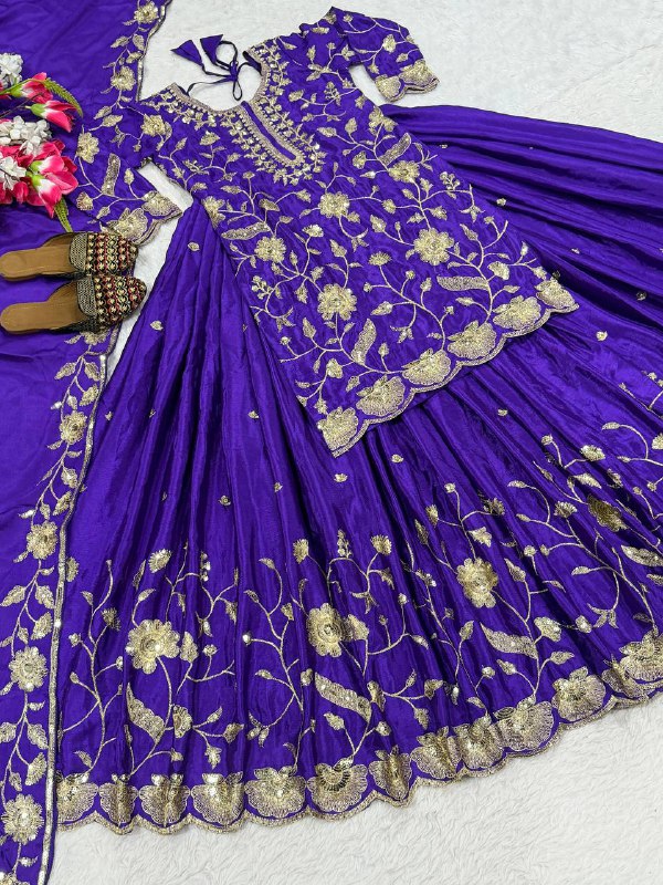 Premium Heavy Chinon Silk Party Wear Set