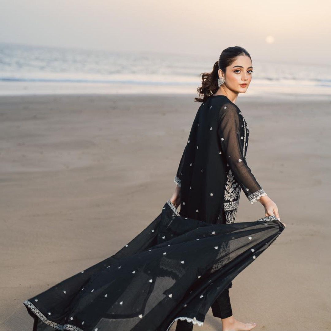 Designer Wear Trending Faux Georgette Top with Sequins Embroidered Work, Pant, and Dupatta