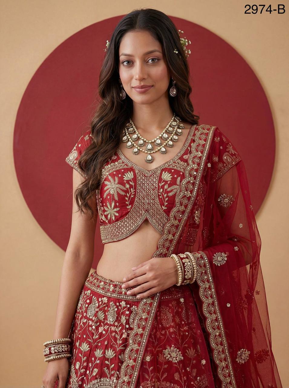 Exclusive Bridal Gadhwal Silk Lehenga Set – Figure Embroidery, Zari & Sequins Work