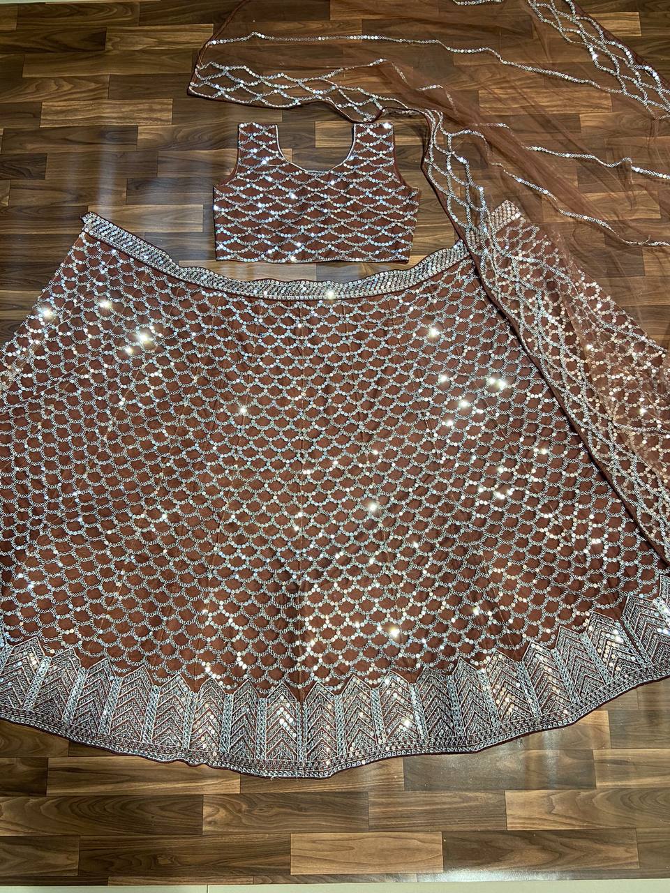 Premium Net Lehenga Set – Heavy 7MM Sequins Work with Dupatta