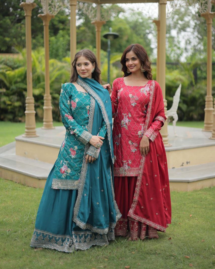 PREMIUM DESIGNER READYMADE KURTI-PLAZOO-DUPATTA COLLECTIONS