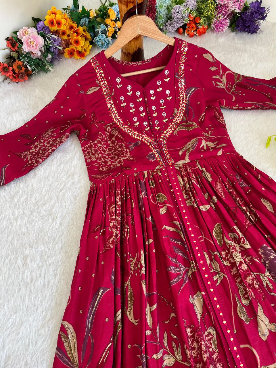 Party Wear Exquisite Hand Embroidered And Handwork Gown Only 