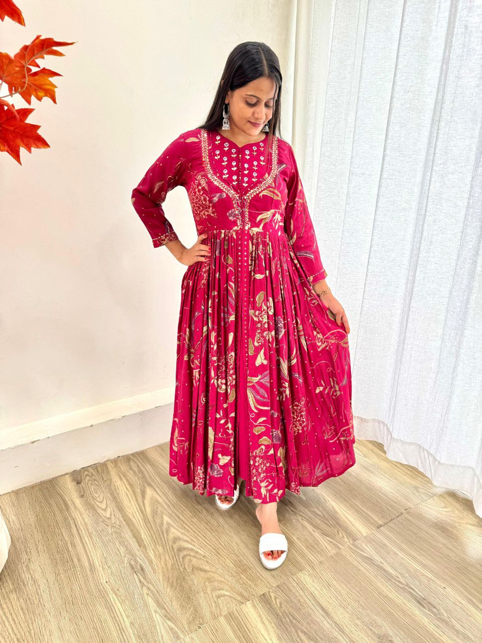 Party Wear Exquisite Hand Embroidered And Handwork Gown Only 