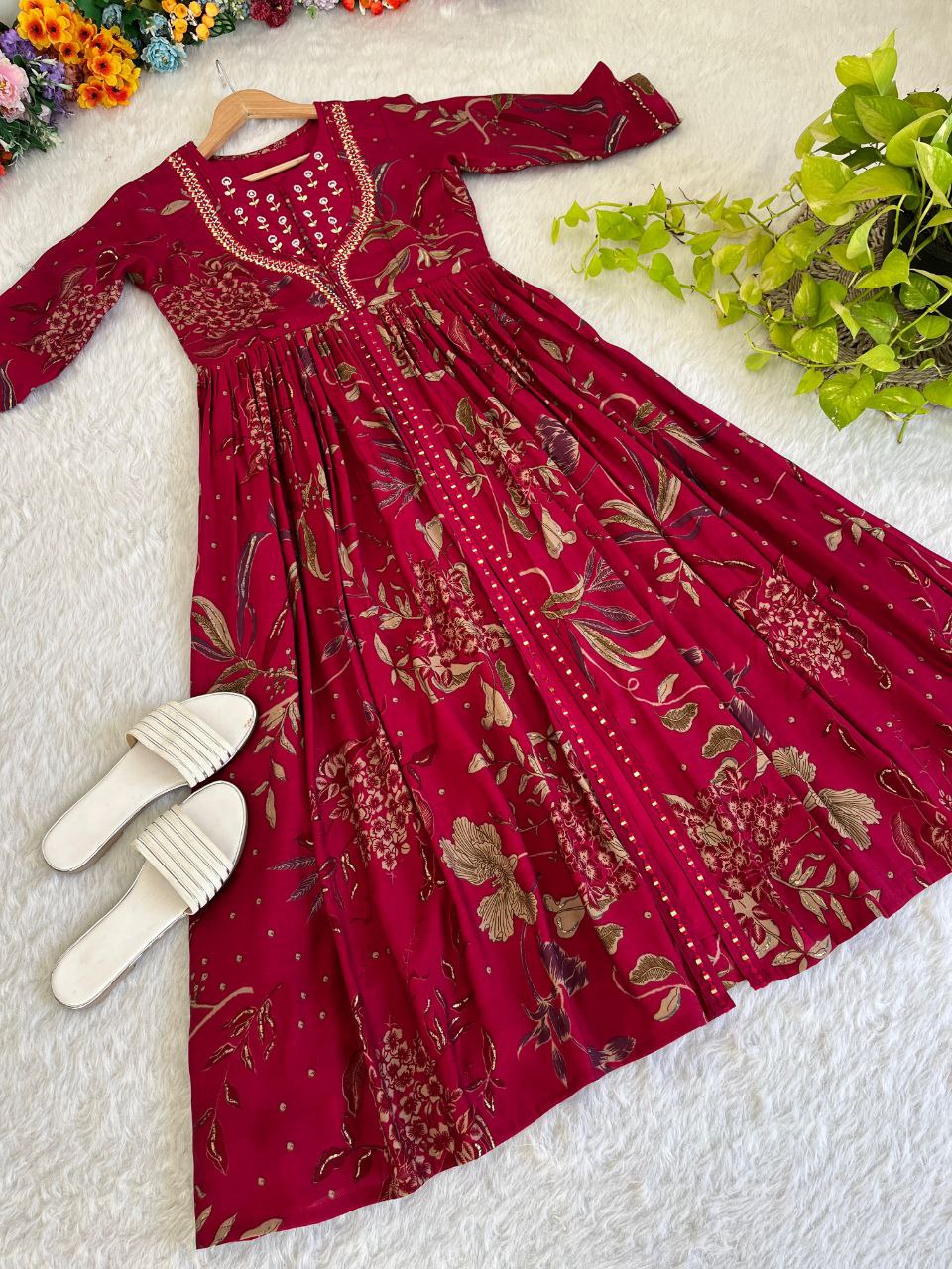 Party Wear Exquisite Hand Embroidered And Handwork Gown Only 
