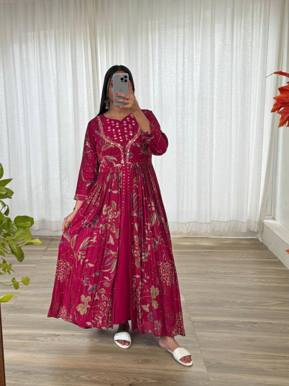 Party Wear Exquisite Hand Embroidered And Handwork Gown Only 