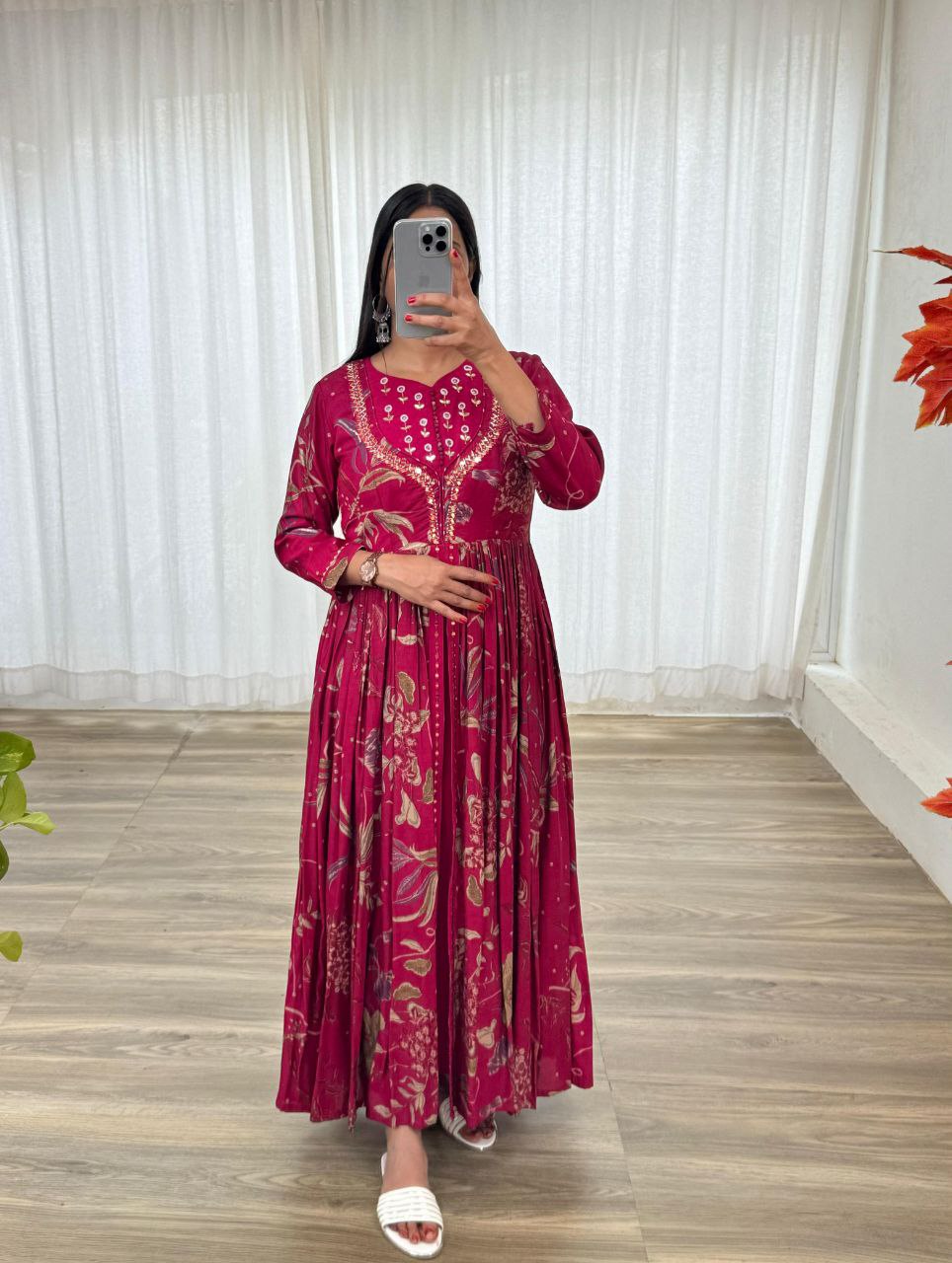 Party Wear Exquisite Hand Embroidered And Handwork Gown Only 
