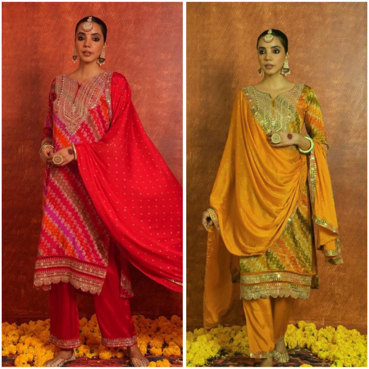 Designer Pure Chinon Suit Set With Heavy Embroidery Sequence Work Top-Bottom And Dupatta Set Fully Stitched