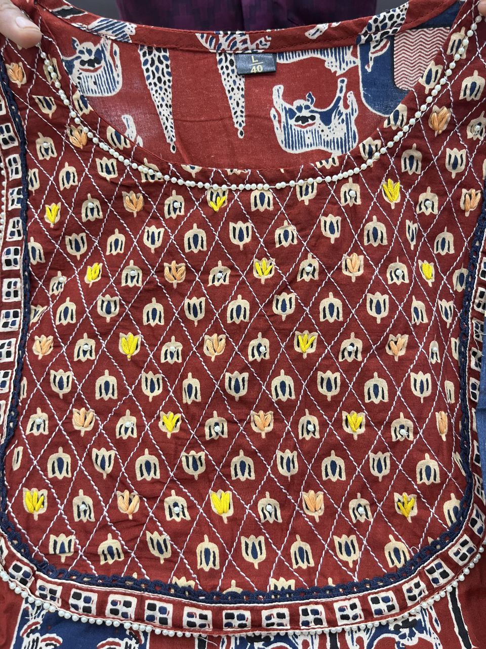 Straight Printed Kurta and Pant Set For Women in Cotton Fabric
