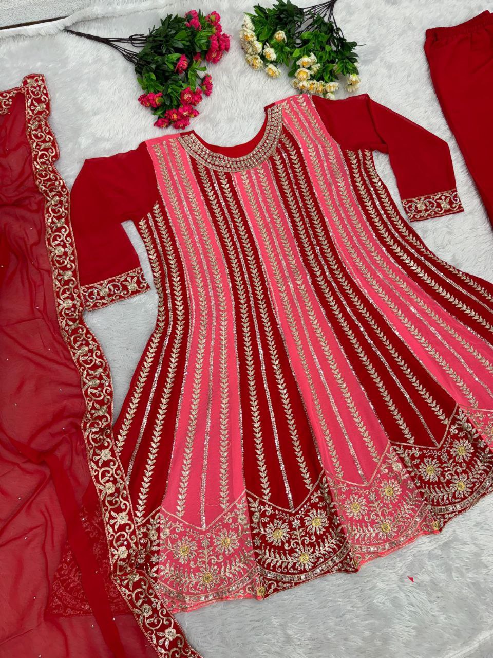 Glamorous New Designer Embroidery Sequences Work Top with Palazzo Set