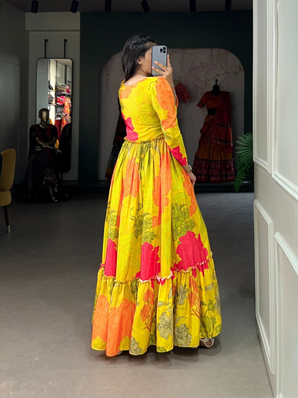 Grace and Glamour: Silk Crepe Long Gown