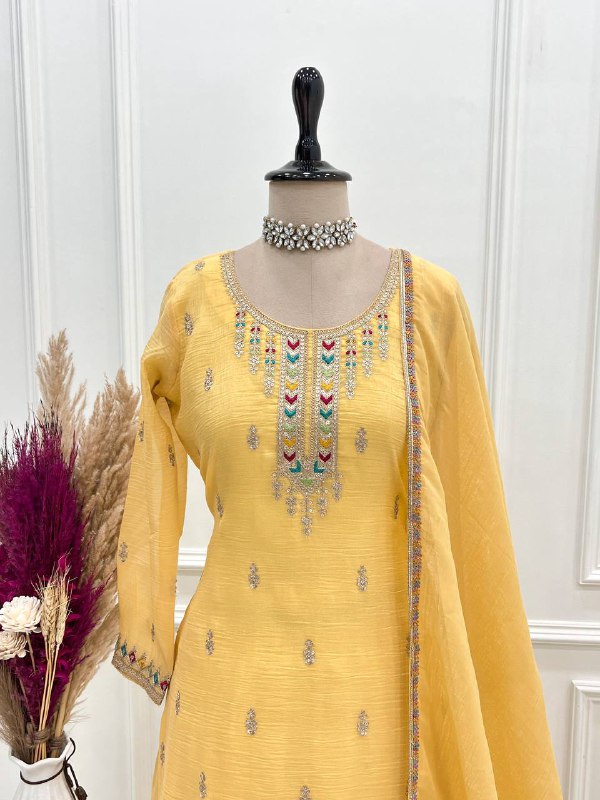 Premium Crunchy Silk Kurti, Sharara & Dupatta