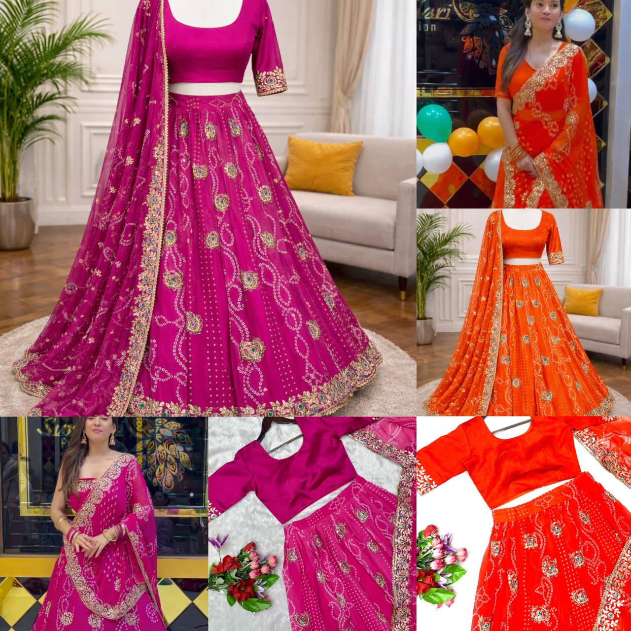 Premium Georgette Digital Print Lehenga Choli with Dupatta – Embroidery
