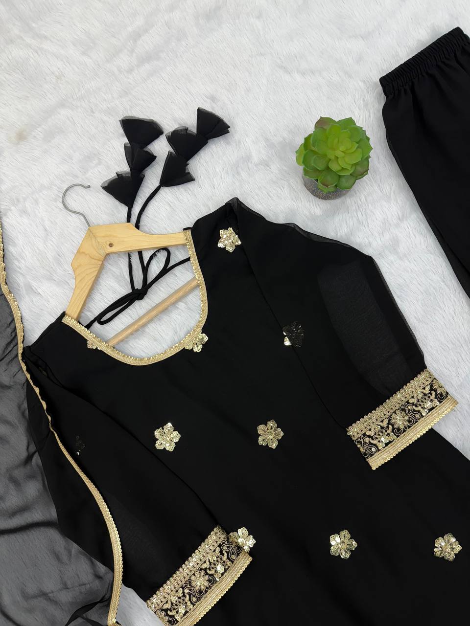 Premium Georgette Sequins Embroidered Sharara Set – Bridal Festive Wear