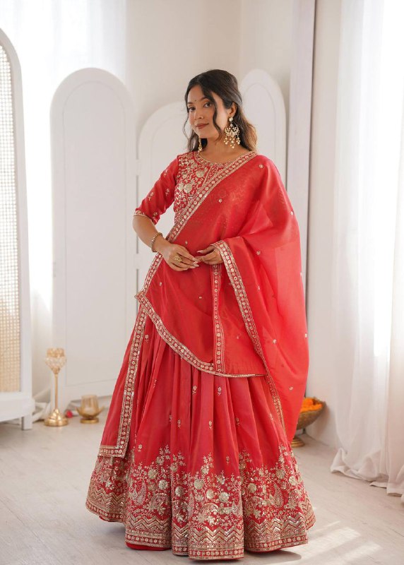 Premium Heavy Simmer Silk Lehenga Set – Thread & Sequins Work