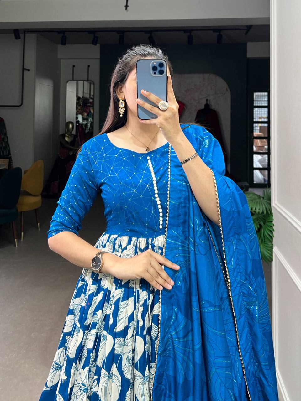 Ready-to-Wear Tussar Silk Gown with Dupatta