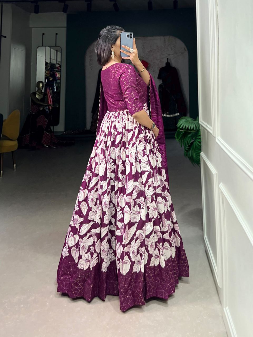 Ready-to-Wear Tussar Silk Gown with Dupatta