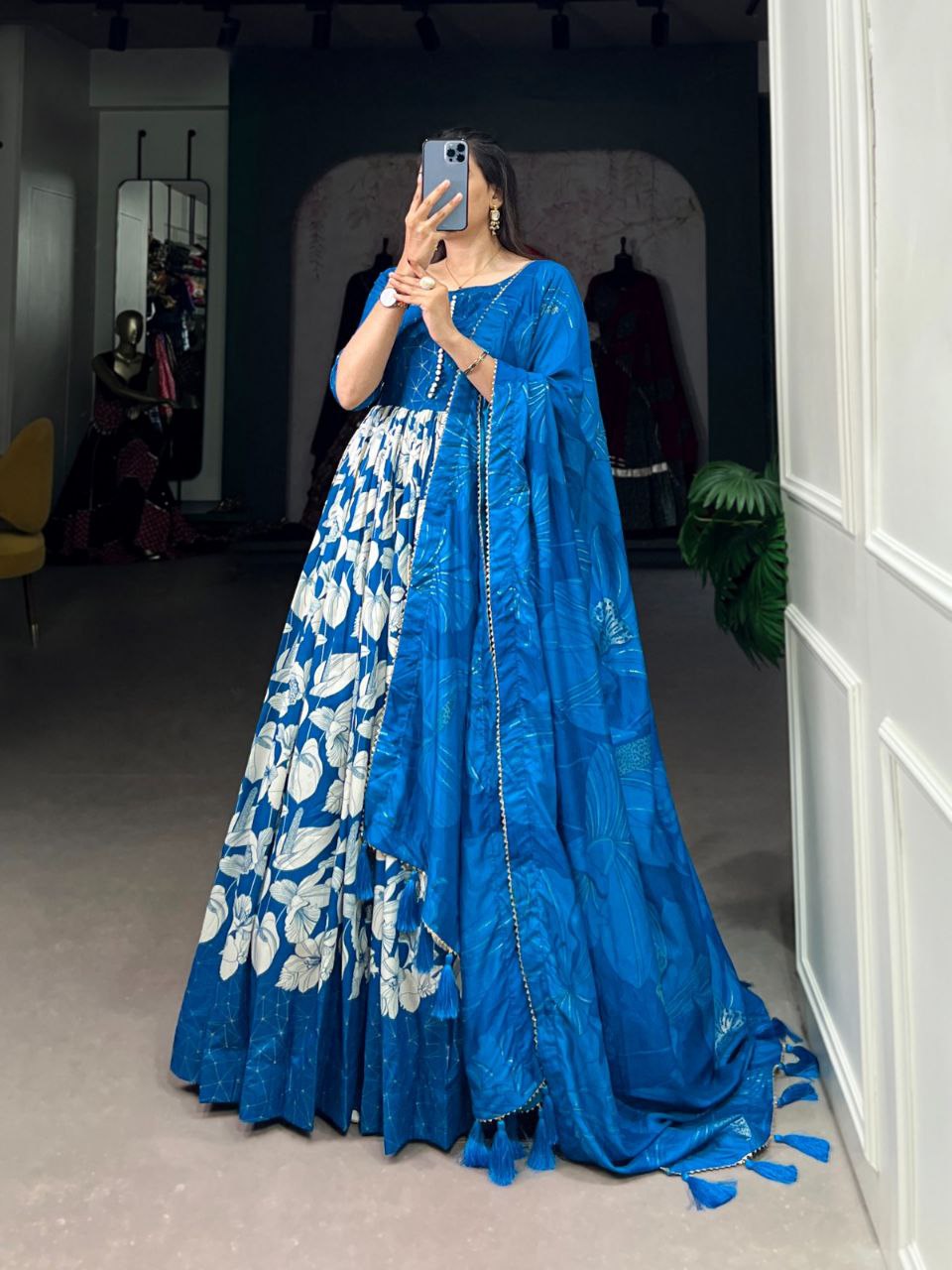 Ready-to-Wear Tussar Silk Gown with Dupatta
