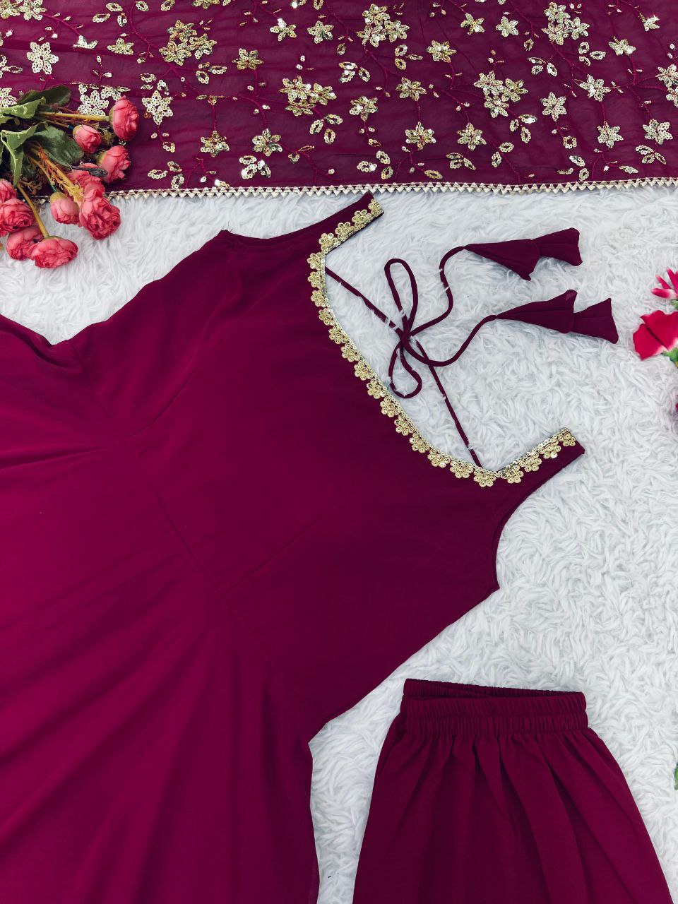 New Designer Party Wear Gown with Bottom & Dupatta