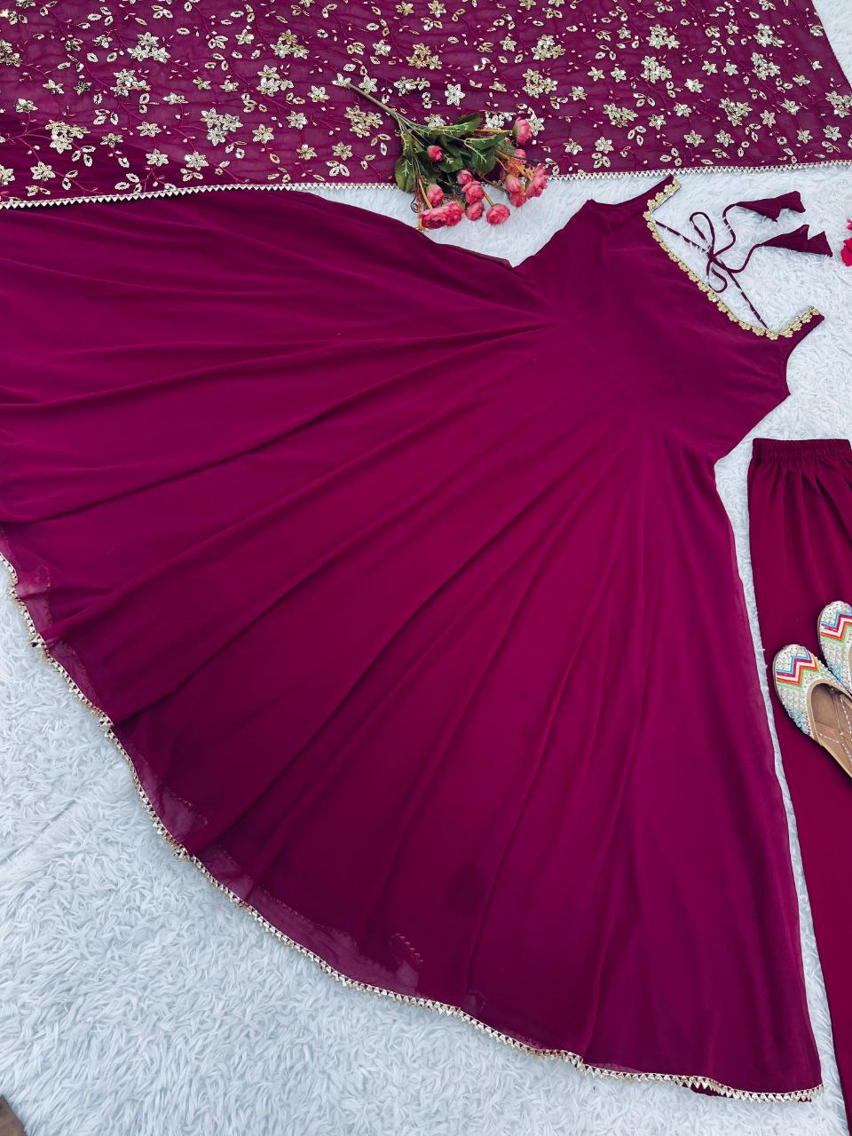 New Designer Party Wear Gown with Bottom & Dupatta