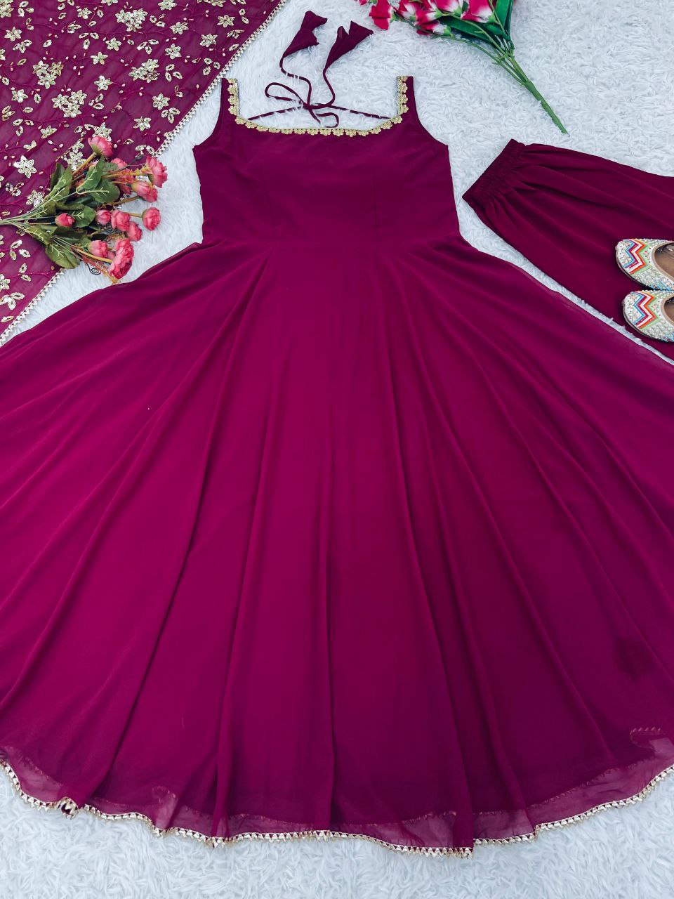 New Designer Party Wear Gown with Bottom & Dupatta