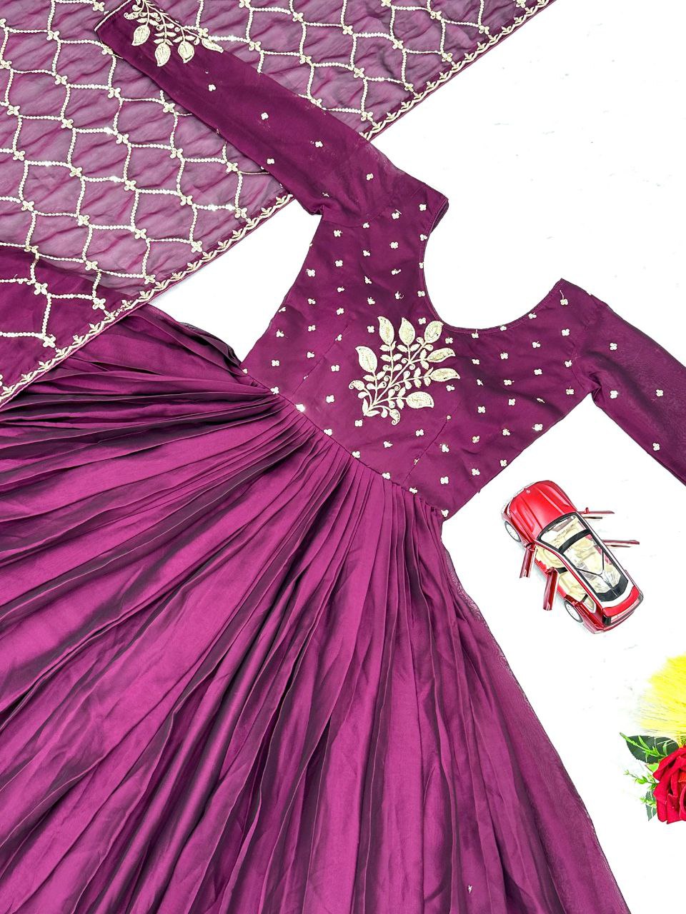 Radiant Festival Gown & Dupatta Set β Perfect for Grand Celebrations!