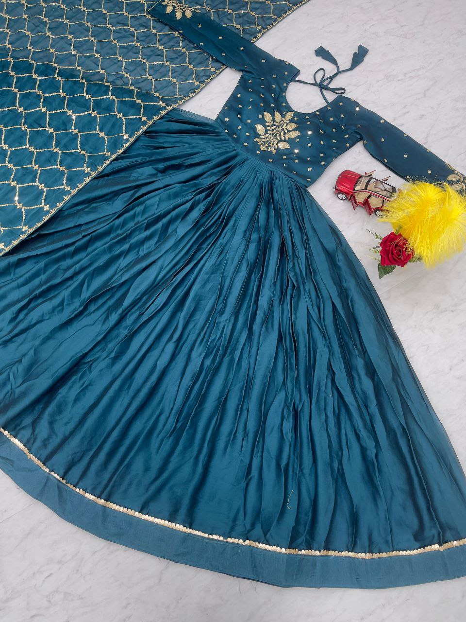 Radiant Festival Gown & Dupatta Set β Perfect for Grand Celebrations!