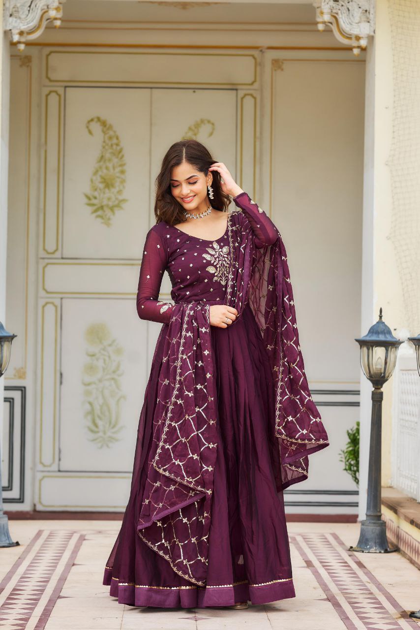 Radiant Festival Gown & Dupatta Set β Perfect for Grand Celebrations!