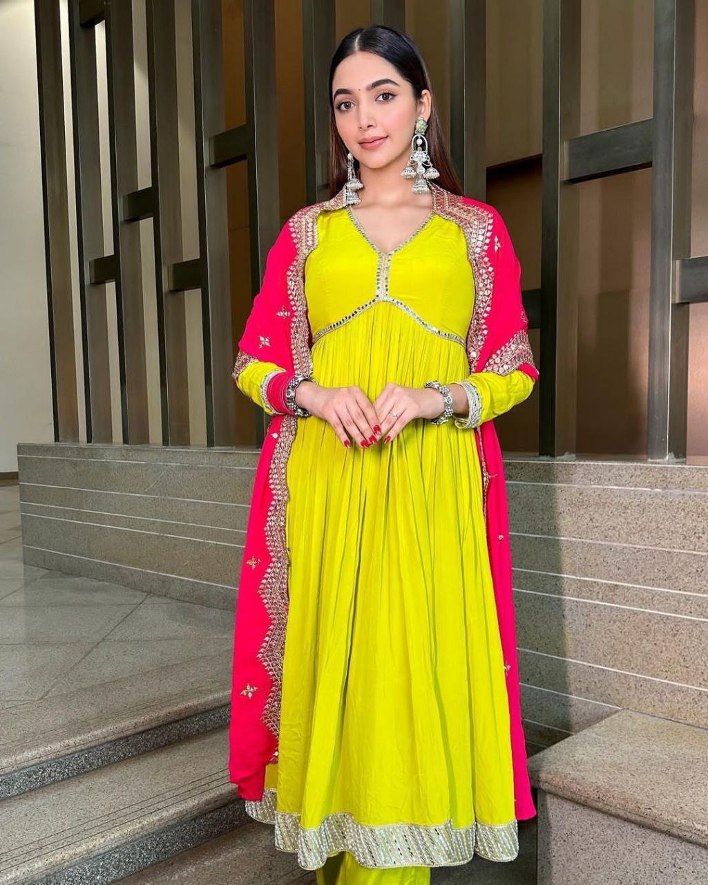 New Collection: Exquisite Fox Georgette Gown-Pant-Dupatta Set