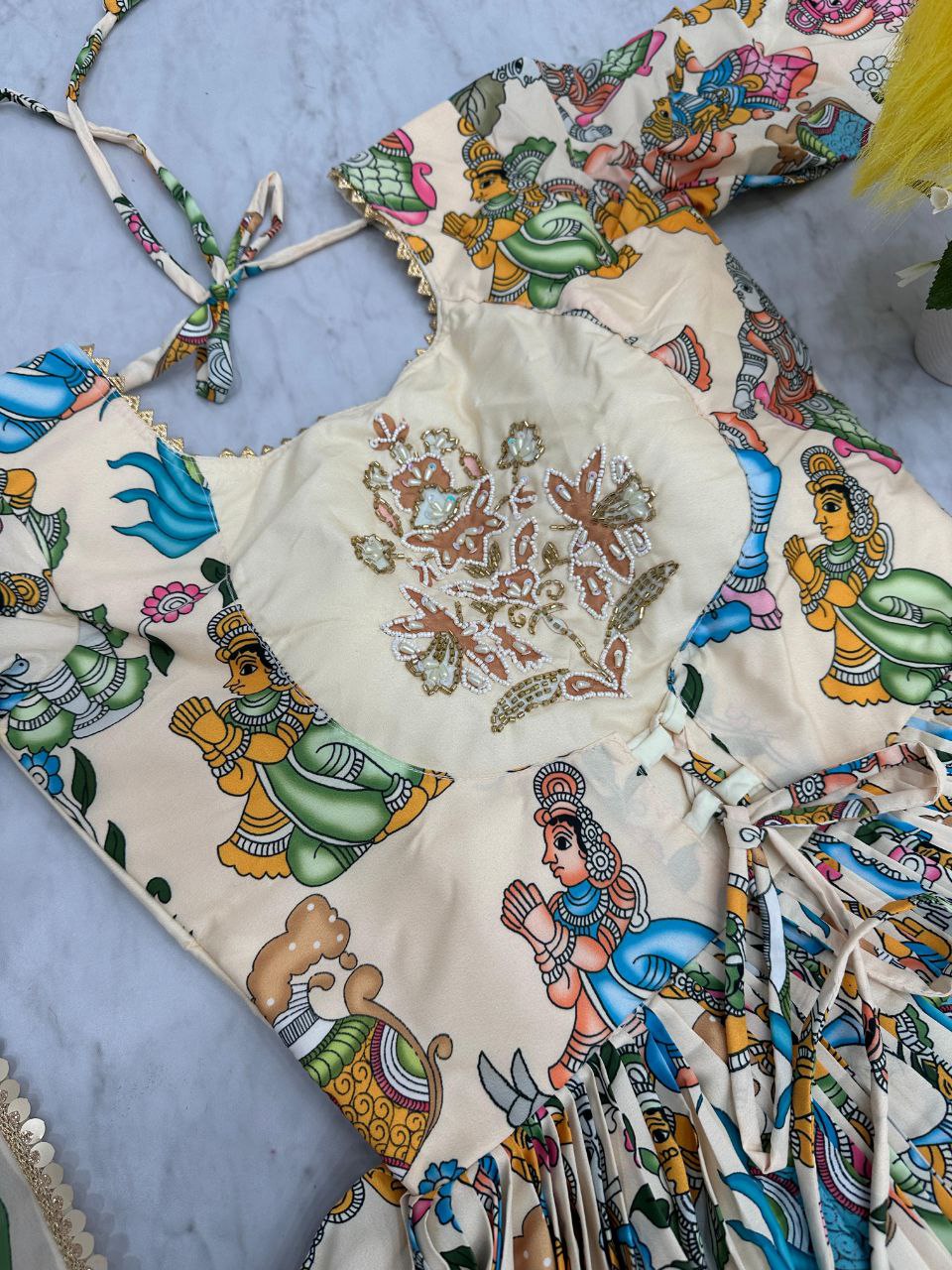 Exquisite Kalamkari Gown – A Fusion of Tradition and Elegance