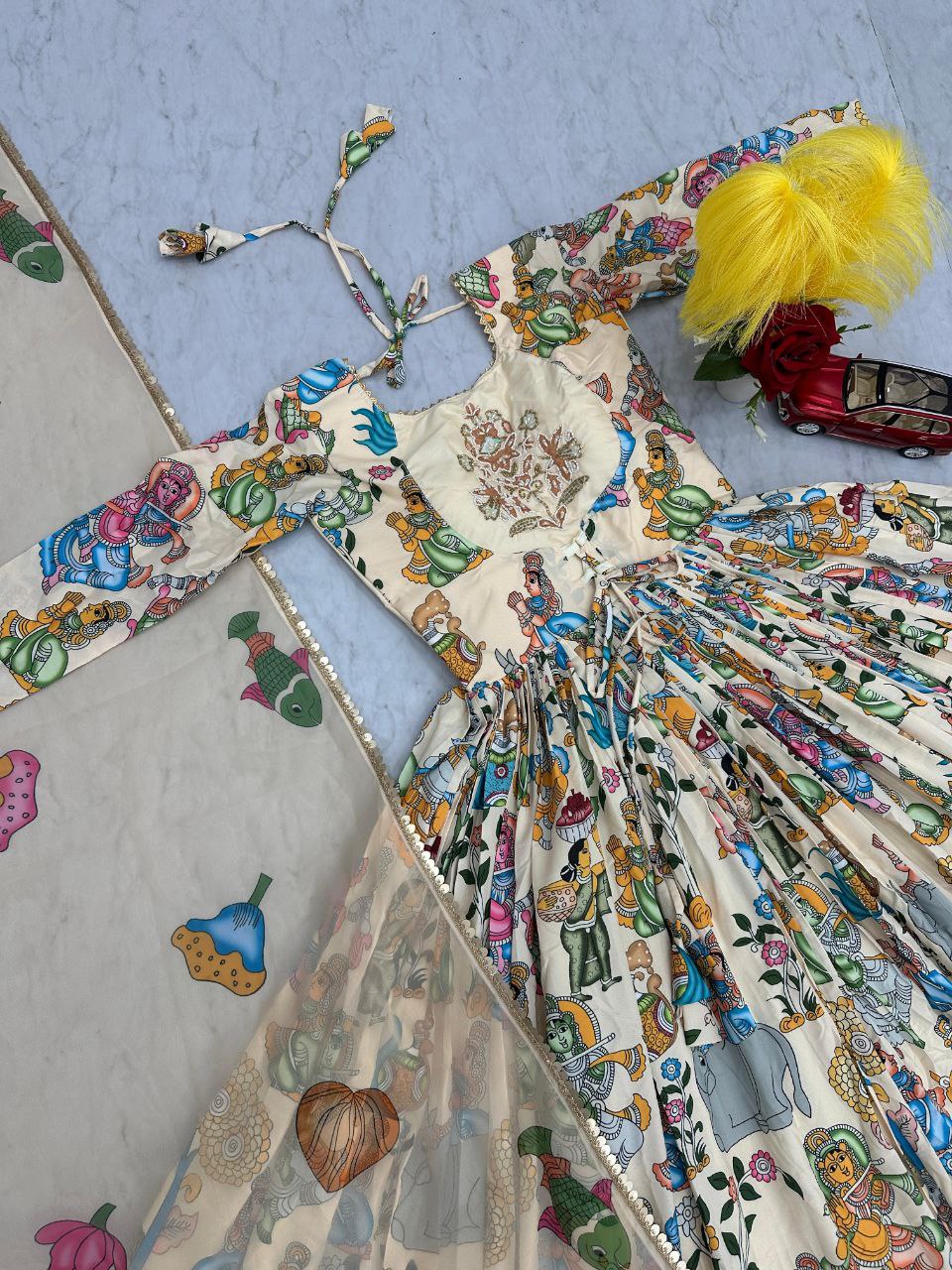 Exquisite Kalamkari Gown – A Fusion of Tradition and Elegance