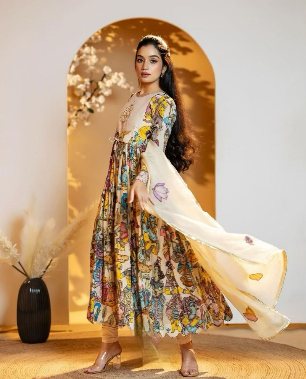 Exquisite Kalamkari Gown – A Fusion of Tradition and Elegance