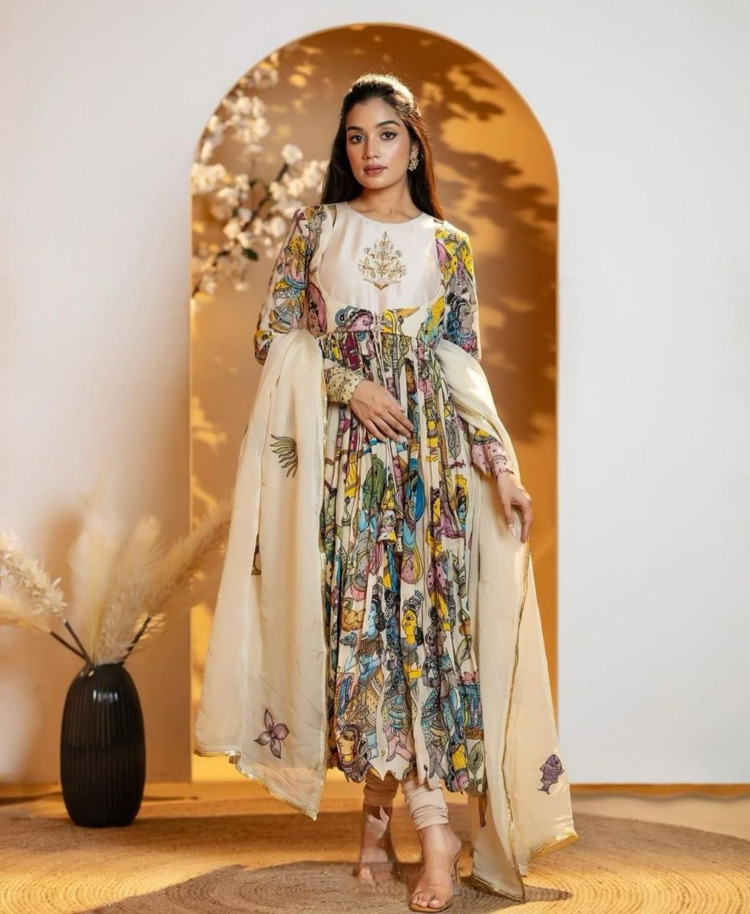 Exquisite Kalamkari Gown – A Fusion of Tradition and Elegance