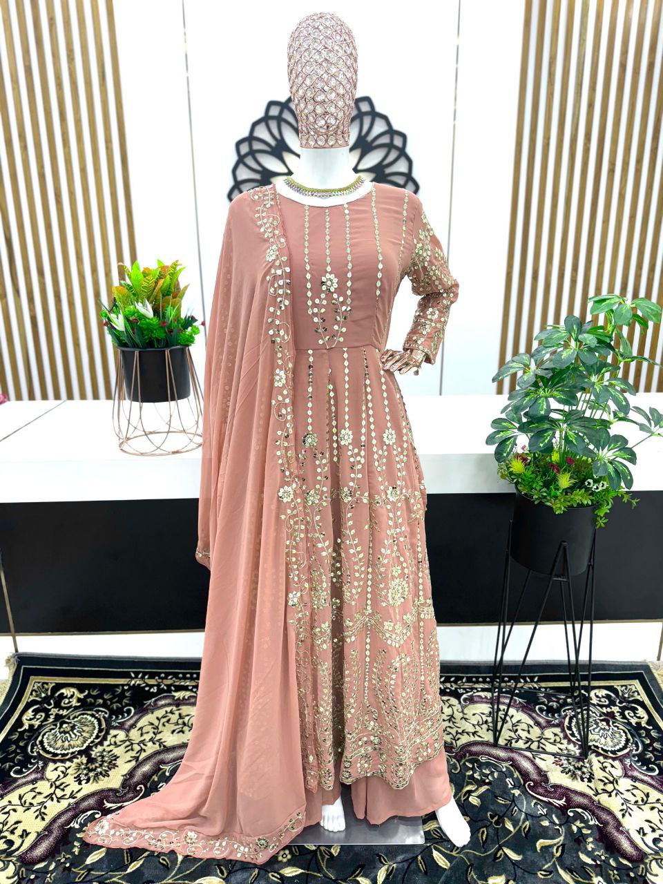 New Designer Party Wear Naira Cut Top with Heavy Embroidery, Plazo & Dupatta Set