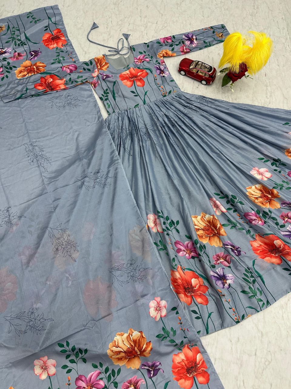 Floral Print Gown Set – Elegance Redefined!