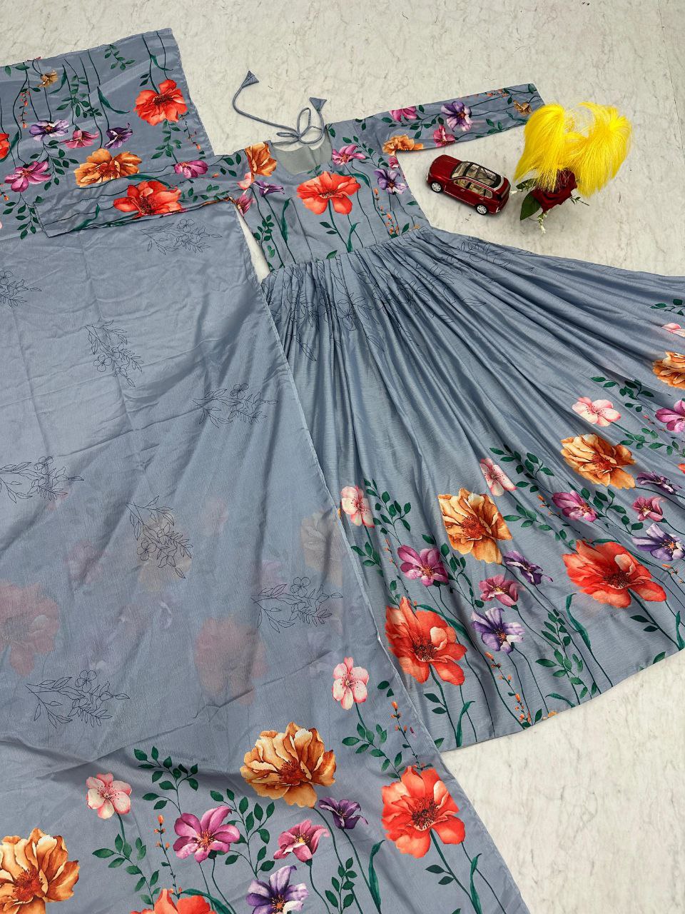 Floral Print Gown Set – Elegance Redefined!